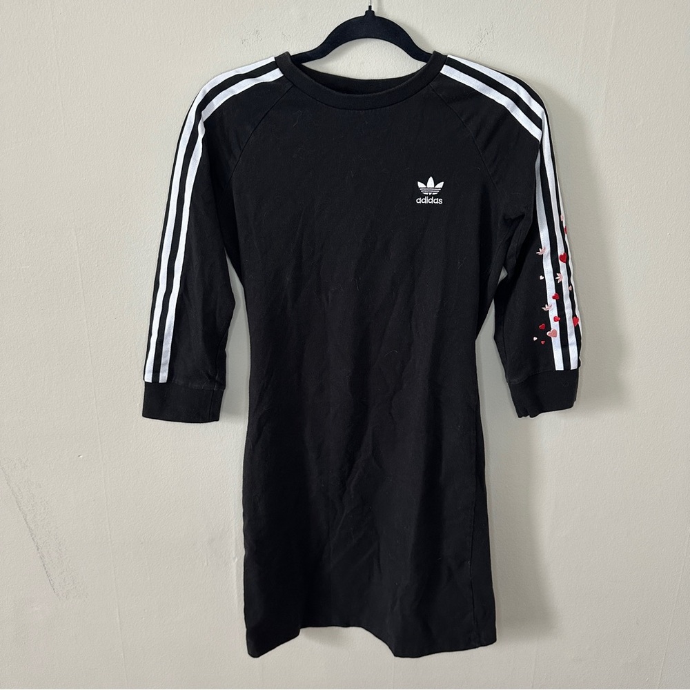 Adidas 3-Stripe Heart T-Shirt, 3/4 Sleeves, Size M